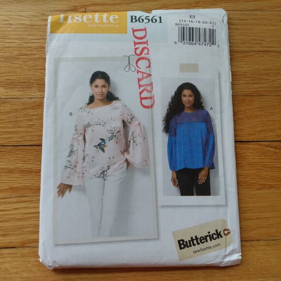 Pullover Blouse Sewing Pattern Plus Size 14-22 UNCUT Butterick 6561 Fairycore - Picture 1 of 10